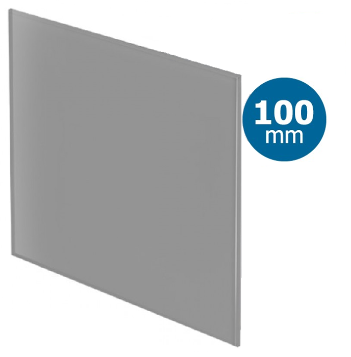 Design ventilatierooster vierkant (afvoer & toevoer) Ø100mm - vlak GLAS - mat grijs