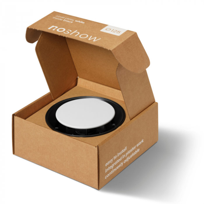 NoShow 2.0 instucbaar designventiel 125mm - toevoer/afvoer - ZWART 