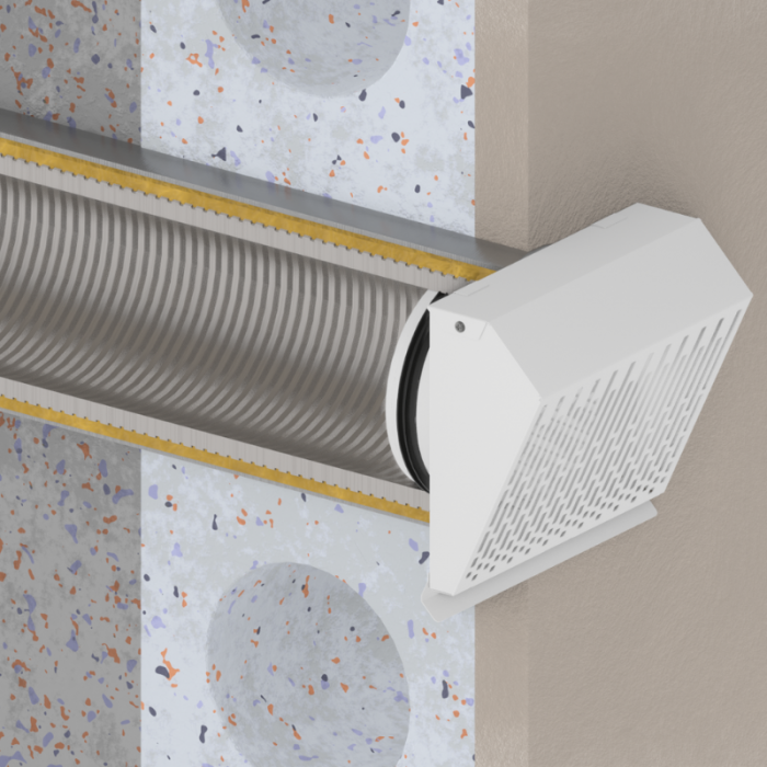 Whisper Luxe Design Gevelkap 100mm - AFVOER - RVS