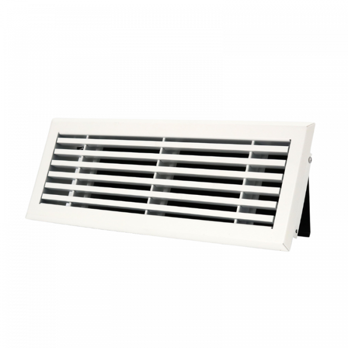 Wandrooster met volumeregelaar t.b.v. 400 x 100mm - staal - WIT RAL9003