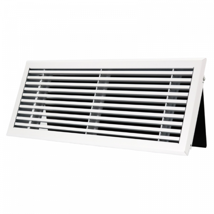 Wandrooster met volumeregelaar t.b.v. 400 x 150mm - staal - WIT RAL9003