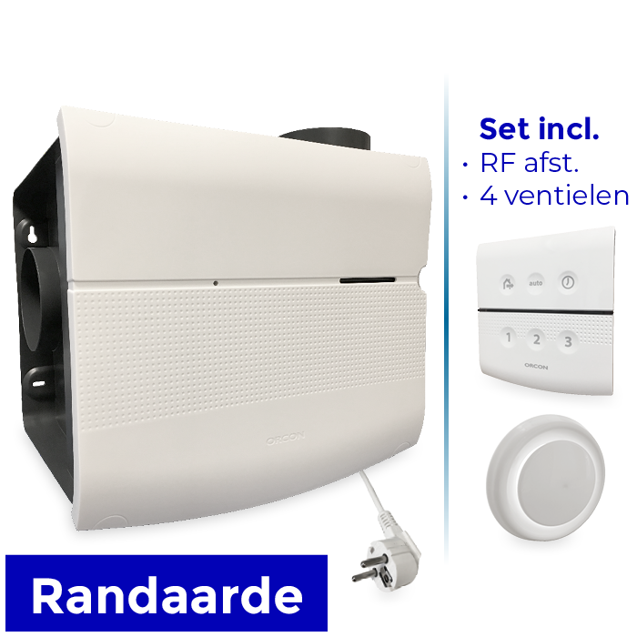 Orcon woonhuisventilator MVS-15R met afstandsbediening RF + 4 luchtventielen