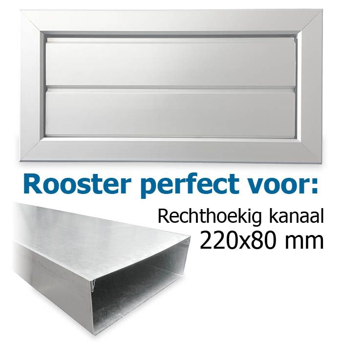 Overdrukrooster opbouw (BxH) 305 x 155mm - aluminium naturel geanodiseerd