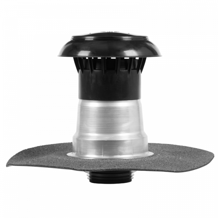 Platdak ontluchting dubbelwandig met kunststof kap  - Bitumen - Ø 70-80mm