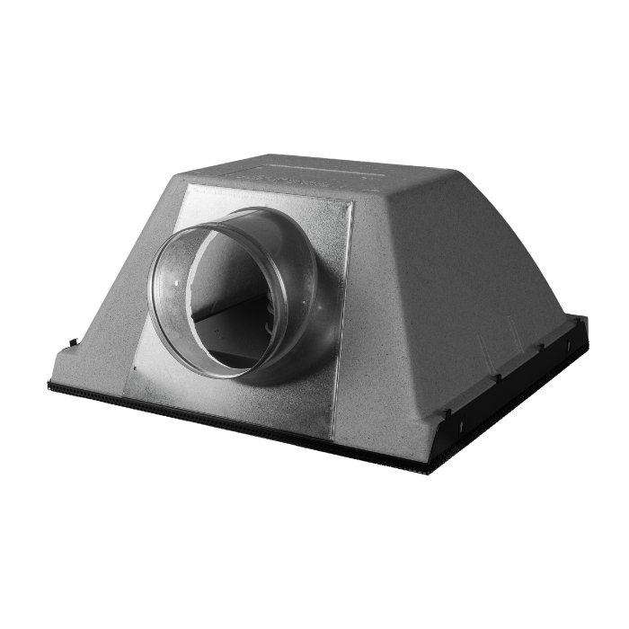 Plenumbox geïsoleerd "ISOBOX" met zij-aansluiting Ø250 voor roosters 595 x 595mm