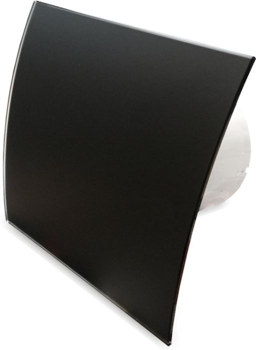 Pro-Design badkamer/toilet ventilator - MET TIMER (KW100T) - Ø100mm - gebogen GLAS - mat zwart