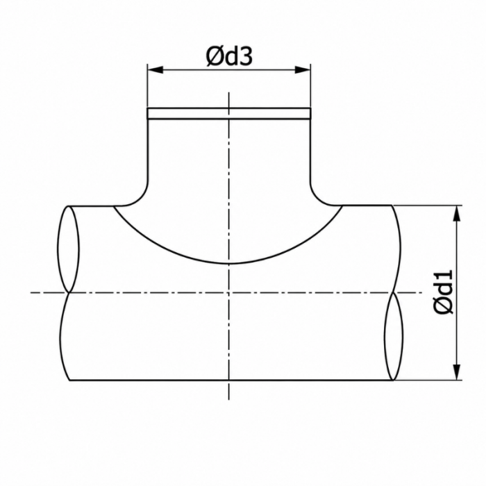 Zadelstuk met afdichtingsrubber op buis Ø 250mm met 90° aftakking Ø 250mm Zadelstuk met afdichtingsrubber op buis Ø 250mm met 90° aftakking Ø 250mm