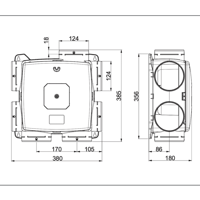 Renson Oxygreen Light met vochtsensor - 372m3/h - Randaarde - SET incl. RF afstandsbediening 