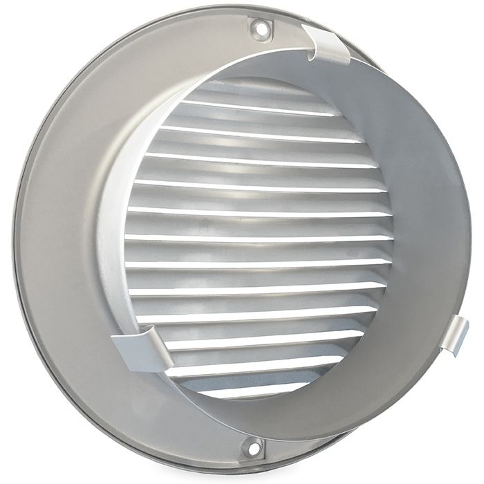 Rond schoepenrooster met aansluitbus Ø 100mm - Geborsteld RVS Rond schoepenrooster met aansluitbus Ø 100mm - Geborsteld RVS