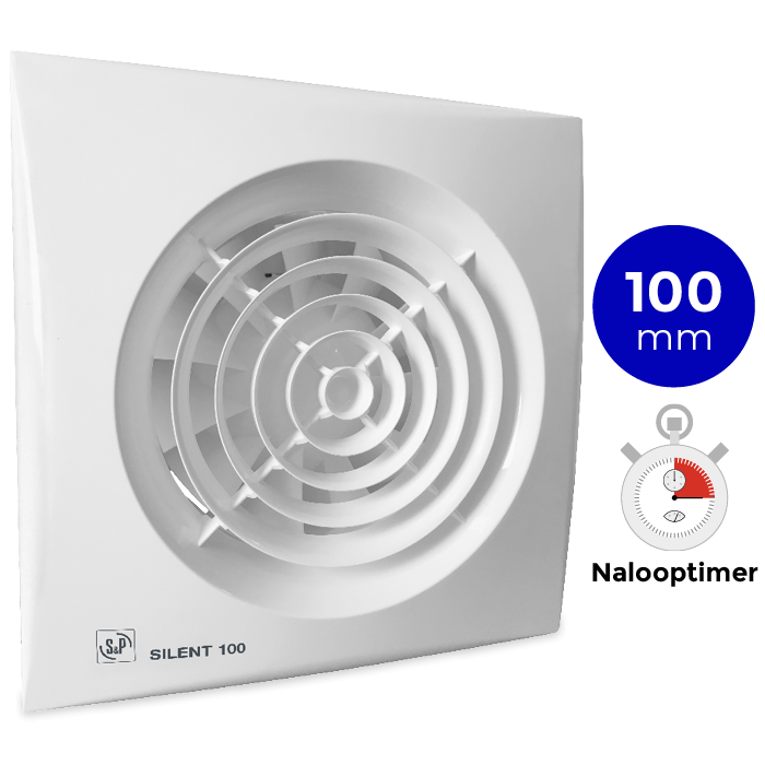 Snel Verkoper omvang Badkamer ventilator S&P Silent 100CRZ - Ventilatieshop.com