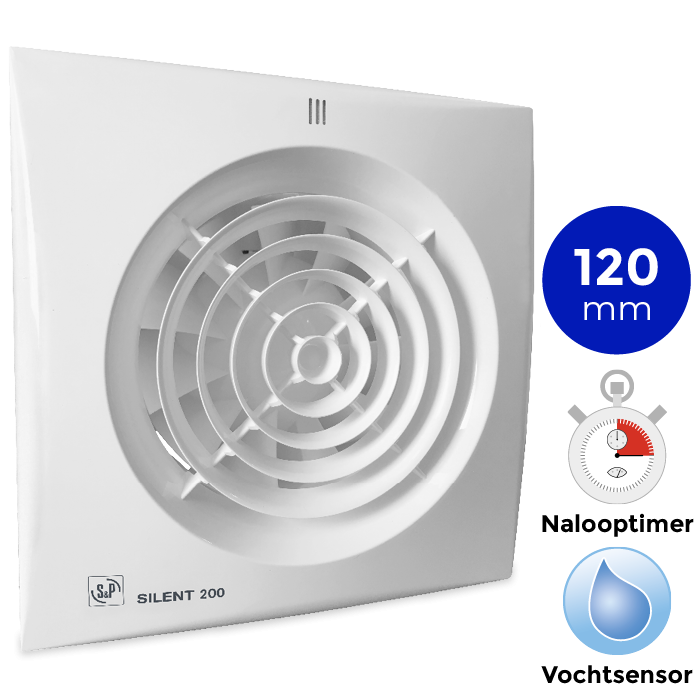 zoogdier Algemeen Waterig Badkamer ventilator S&P Silent 200CHZ - Ventilatieshop.com