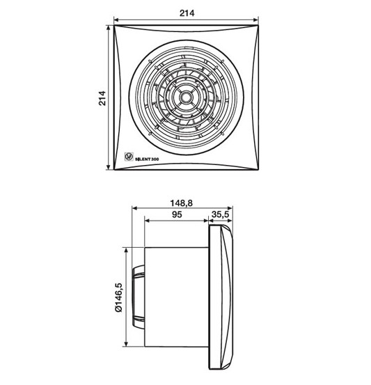 Badkamer/toilet ventilator Soler & Palau Silent (300CZ) - Ø 150mm - STANDAARD