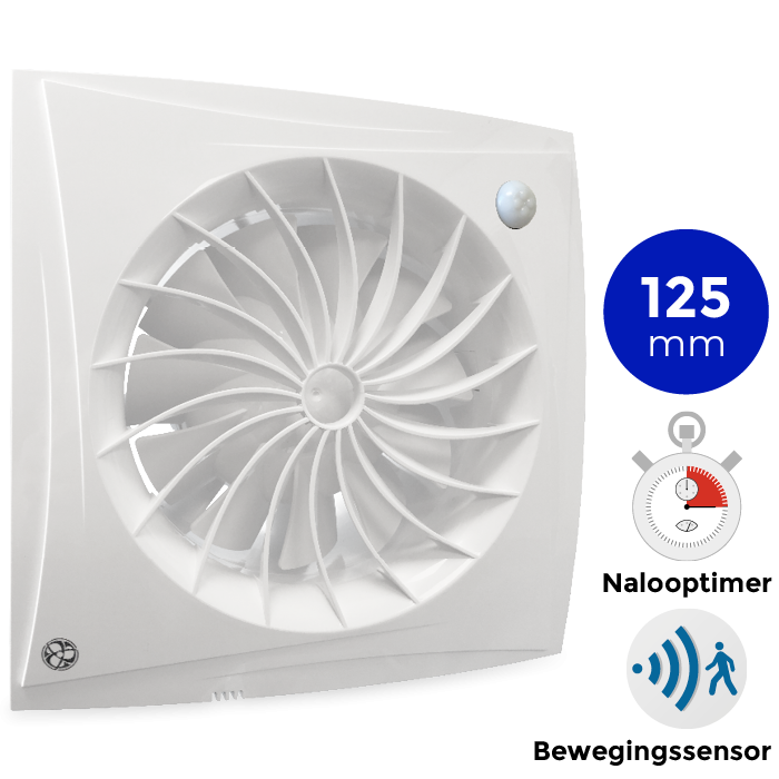 Badkamer ventilator Blauberg Sileo - Ø 125mm - MET TIMER + BEWEGINGSSENSOR (SILEO125IR)