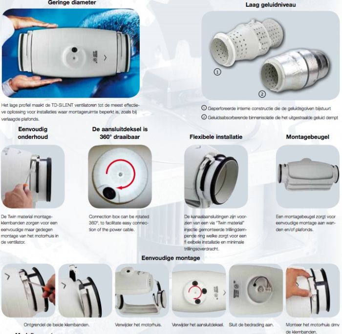 Soler & Palau Buisventilator TD-250/100 Silent, aansluitdiameter 100mm