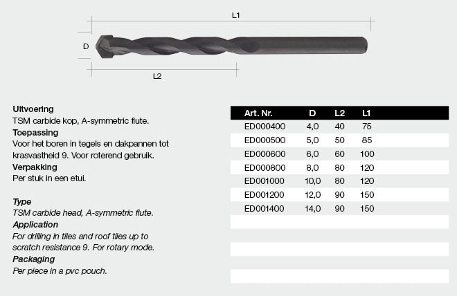 Tegelboor TSM 6.0mm