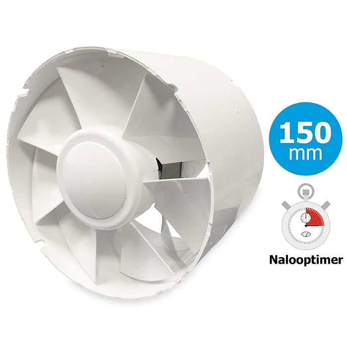 Blauberg TUBO150 Buis inschuif ventilator met TIMER, 295 m3/h geluidsarm