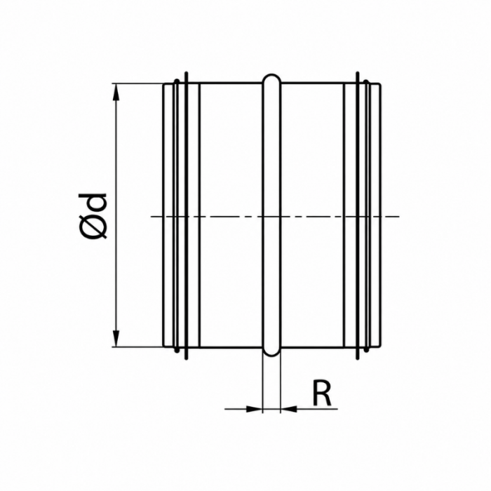 Verbinding (sok) voor buis Ø 100mm met afdichtingsrubber