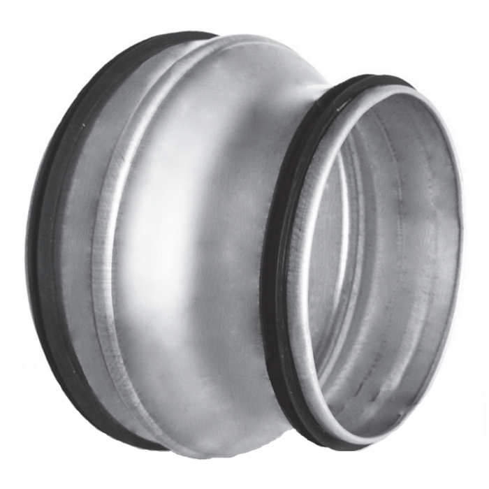 Verloopstuk voor spirobuis van Ø 250mm naar Ø 180mm met afdichtingsrubber