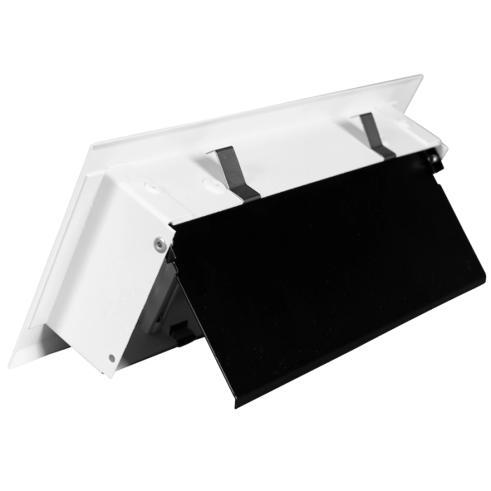 Wandrooster met volumeregelaar t.b.v. 400 x 100mm - staal - WIT RAL9003