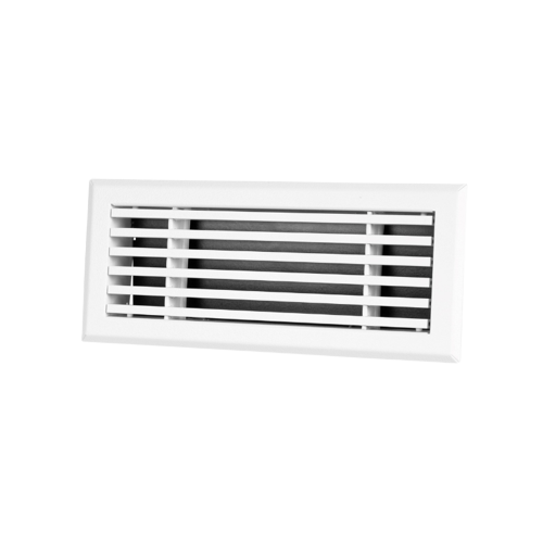 Vloerrooster met volumeregelaar - 254 x 102mm - poederstructuur - staal - wit - RAL9003