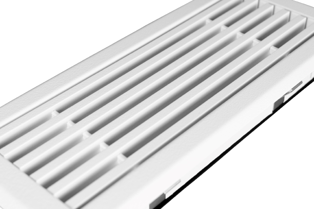 Vloerrooster met volumeregelaar - 305 x 57mm - poederstructuur - staal - wit - RAL9003