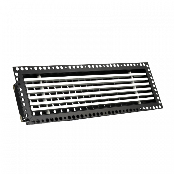 Instucbaar frameloos wandrooster - 210x50mm - t.b.v. kanaal 220 x 55mm Instucbaar frameloos wandrooster - 210x50mm - t.b.v. kanaal 220 x 55mm