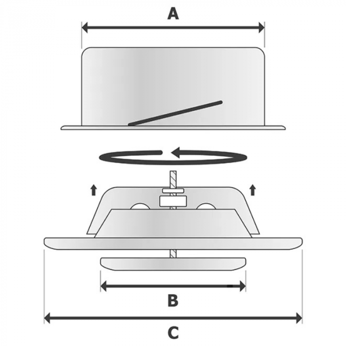 Rooster/ventiel (afvoer & toevoer) Ø125mm - Geborsteld RVS