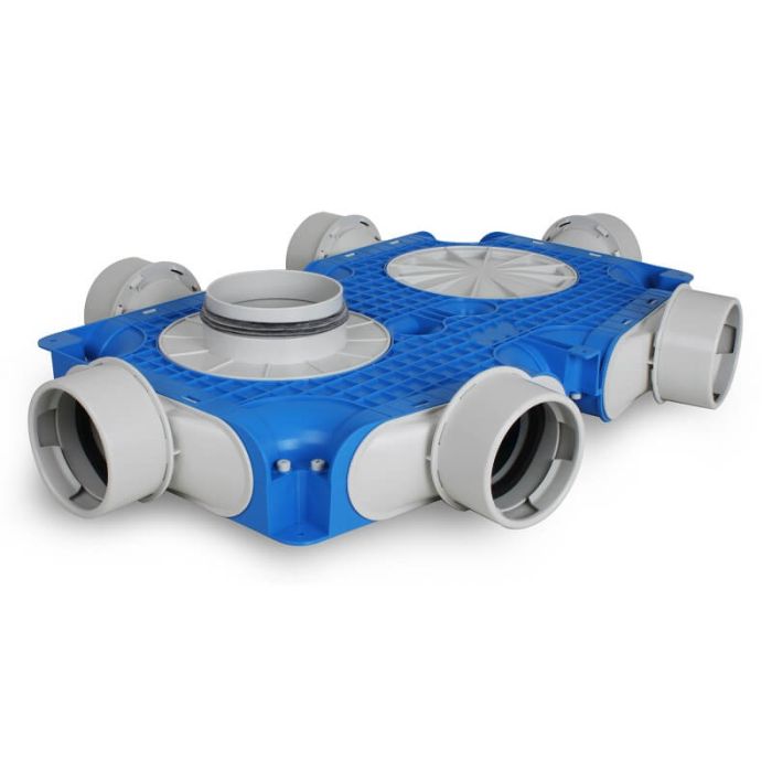 Vent-Axia Uniflexplus + instortverdeler 6x Ø90mm zijaansluiting - Ø125mm Vent-Axia Uniflexplus + instortverdeler 6x Ø90mm zijaansluiting - Ø125mm