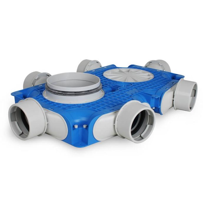 Vent-Axia Uniflexplus + instortverdeler 6x Ø90mm zijaansluiting - Ø180mm Vent-Axia Uniflexplus + instortverdeler 6x Ø90mm zijaansluiting - Ø180mm