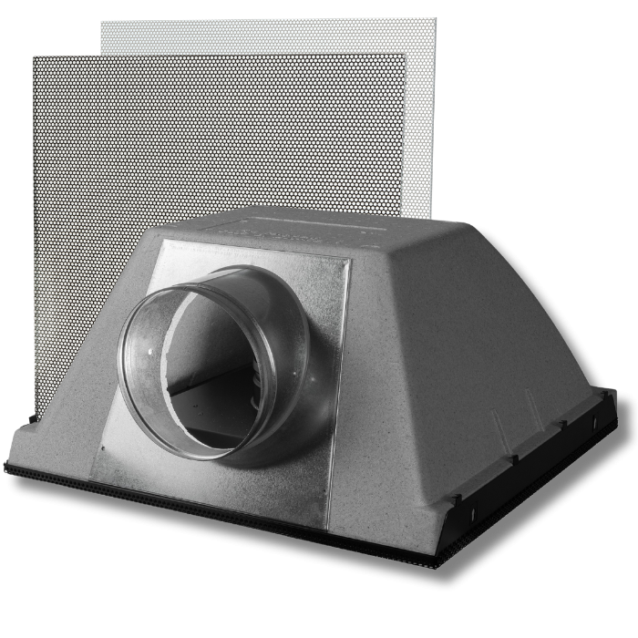 "EasyPlenum" voor LUCHTAFVOER - aansluiting 200mm - met geperforeerd rooster "EasyPlenum" voor LUCHTAFVOER - aansluiting 200mm - met geperforeerd rooster