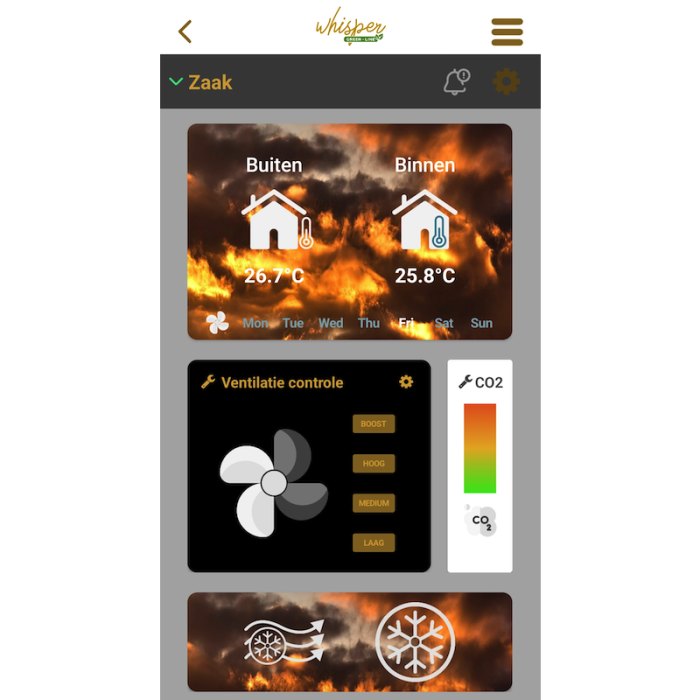 Whisper Green Line 250 - WTW - 250 m3/h - app gestuurd - wand & plafondmontage