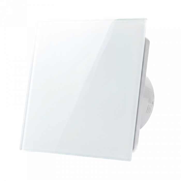 Whisper Pro-Design badkamerventilator - Ø100mm - aan/uit - vlak glas - mat wit