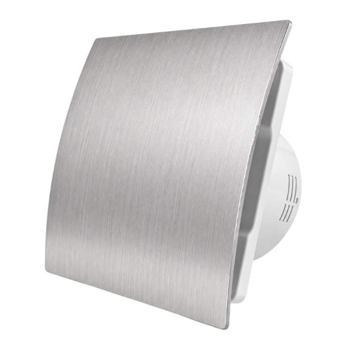 Whisper Pro-Design badkamerventilator - Ø100mm - aan/uit - gebogen kunststof - zilver