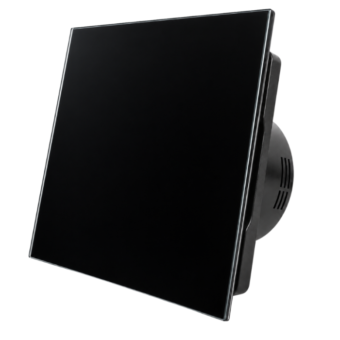 Whisper Pro-Design badkamerventilator - Ø100mm - met nalooptimer - vlak glas - glans zwart - zwarte ventilator Whisper Pro-Design badkamerventilator - Ø100mm - met nalooptimer - vlak glas - glans zwart - zwarte ventilator