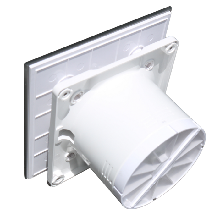 Whisper Pro-Design badkamerventilator - Ø100mm - met nalooptimer + vochtsensor - vlak glas - mat grijs
