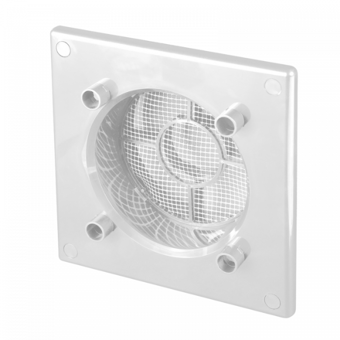 Design ventilatierooster vierkant (afvoer & toevoer) Ø125mm - vlak GLAS - mat grijs