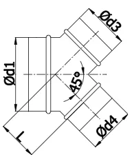 Y-stuk (broekstuk) met afdichtingsrubber voor spirobuis Ø200mm met 45º aftakkingen