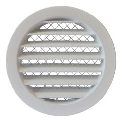 Rond buitenluchtrooster aluminium Ø 125mm - WIT- met grofmazig gaas - hoge doorlaat