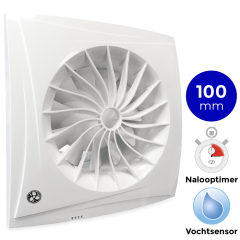 Badkamerventilator Blauberg Sileo - Ø 100mm - MET TIMER + VOCHTSENSOR (SILEO100H)