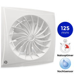 Badkamer ventilator Blauberg Sileo - Ø 125mm - MET TIMER + VOCHTSENSOR (SILEO125H)