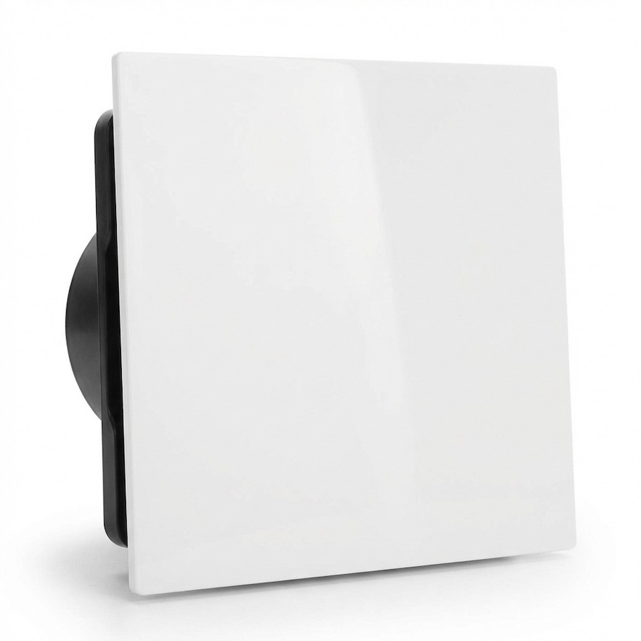 Whisper Pro-design Badkamerventilator - Ø125mm - Met Nalooptimer + Vochtsensor - Vlak Kuns