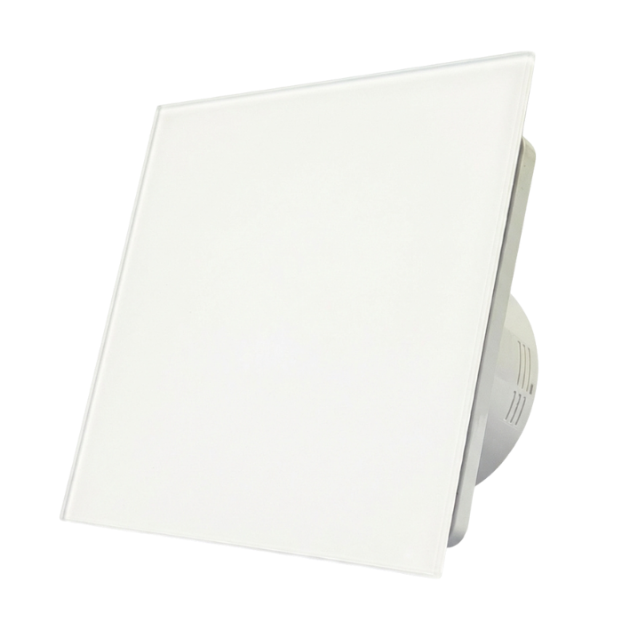 Whisper Pro-design Badkamerventilator - Ø125mm - Met Nalooptimer + Vochtsensor - Vlak Glas