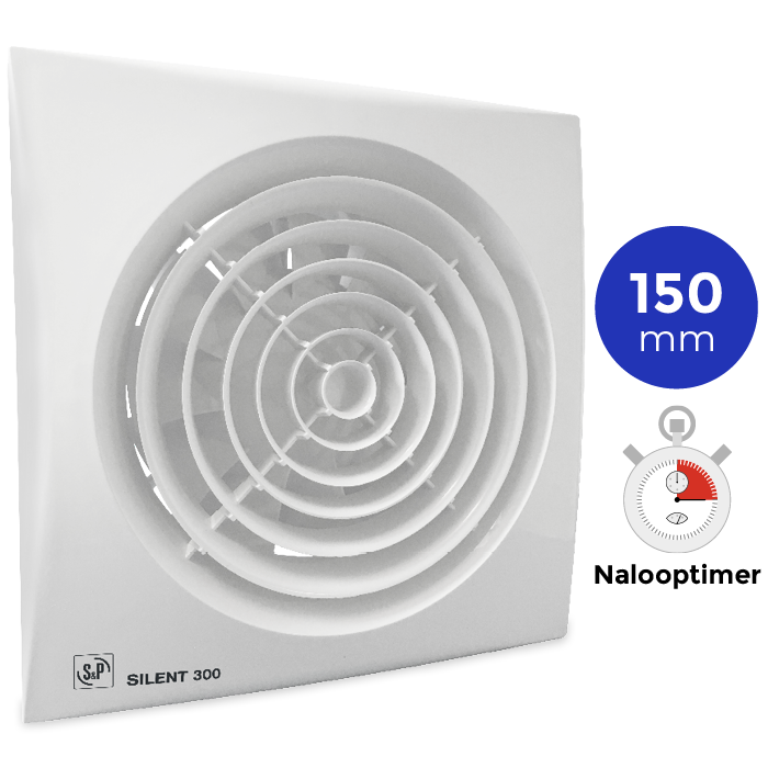Badkamerventilator S&P Silent 300CRZ 150mm met timer