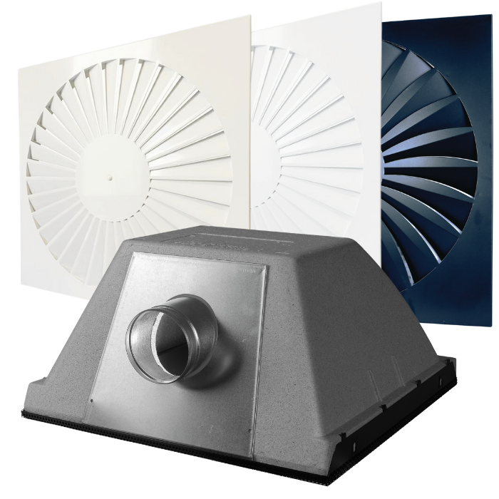 "easyplenum" Voor Luchttoevoer - Aansluiting 125mm - Met Wervelrooster