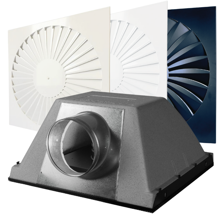 "easyplenum" Voor Luchttoevoer- Aansluiting 250mm - Met Wervelrooster